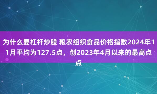 为什么要杠杆炒股 粮农组织食品价格指数2024年11月平均为127.5点，创2023年4月以来的最高点