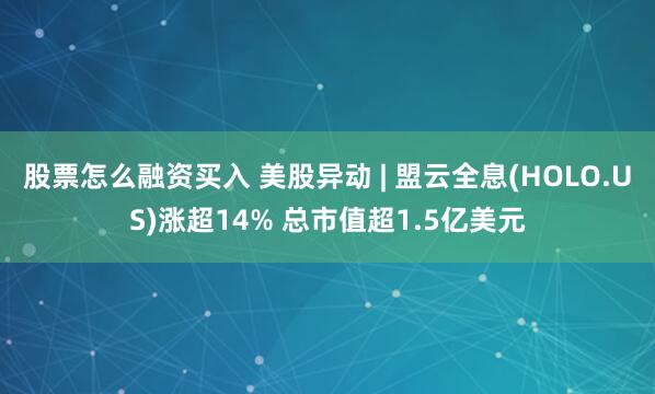 股票怎么融资买入 美股异动 | 盟云全息(HOLO.US)涨超14% 总市值超1.5亿美元